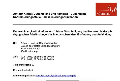 Zum Artikel "Einladung Fachseminar „Radikal informiert!“: Islam, Verständigung und Mehrwert in der pädagogischen Arbeit – Junge Muslime zwischen Identitätsfindung und Anfeindung"
