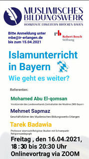 Zum Artikel "Islamunterricht in Bayern – Onlinevortrag via Zoom am 16.04.2021"
